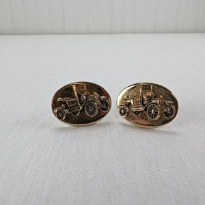 Vintage Balfour Gold Tone Cufflinks Antique Convertible Automobile Men's